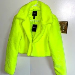 Neon Lime Green Faux Fur Coat